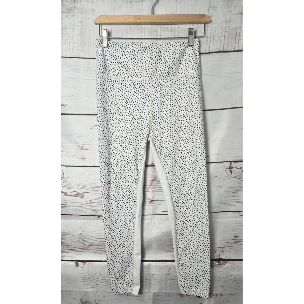 All Fenix Womens Leggings Medium White Black Dotted High Rise Spotted Dalmatian